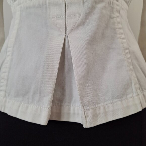 Tara Jarmon Womens White Cotton Military Style Jacket Sz 44 (M) Mandarin Collar - Picture 14 of 15